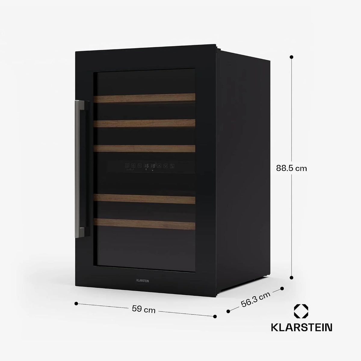 Klarstein Vinsider 57 Duo Chłodziarka do wina 2 strefy - 57 butelek, 5-22 °C, Cicha 38 dB, Do zabudowy, Szkło z ochroną UV, Drewniane półki, Stal nierdzewna, R600a