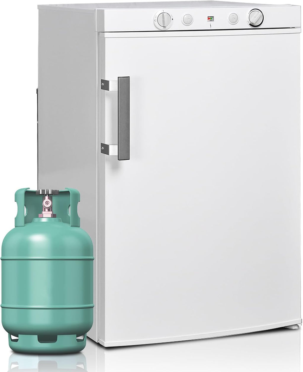SMETA Refrigerador con congelador a gas 12V/230V/Gas, nevera con compartimento congelador de 100L, refrigerador combinado silencioso para camping, hogar, caravana, garaje, casa rural, autocaravana, blanco