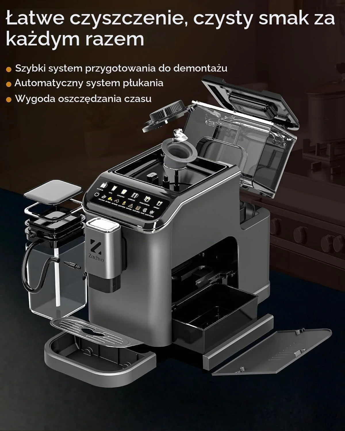 W pełni automatyczny ekspres do kawy, intuicyjny kolorowy wyświetlacz, 1350 W, 1500 ml