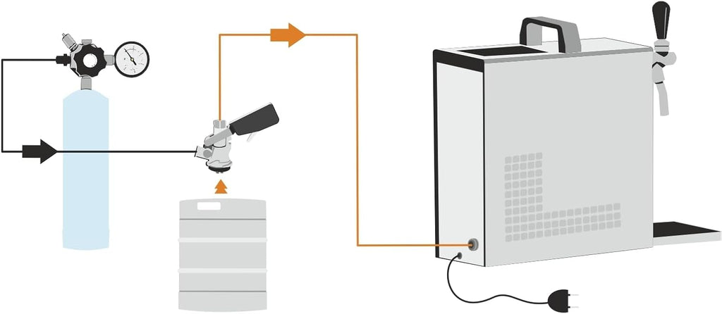 Enfriador de cerveza BieTal® Dispensador de cerveza 60 litros 1 vía SET COMPLETO - KEG Kombi - CO2 2 Kg