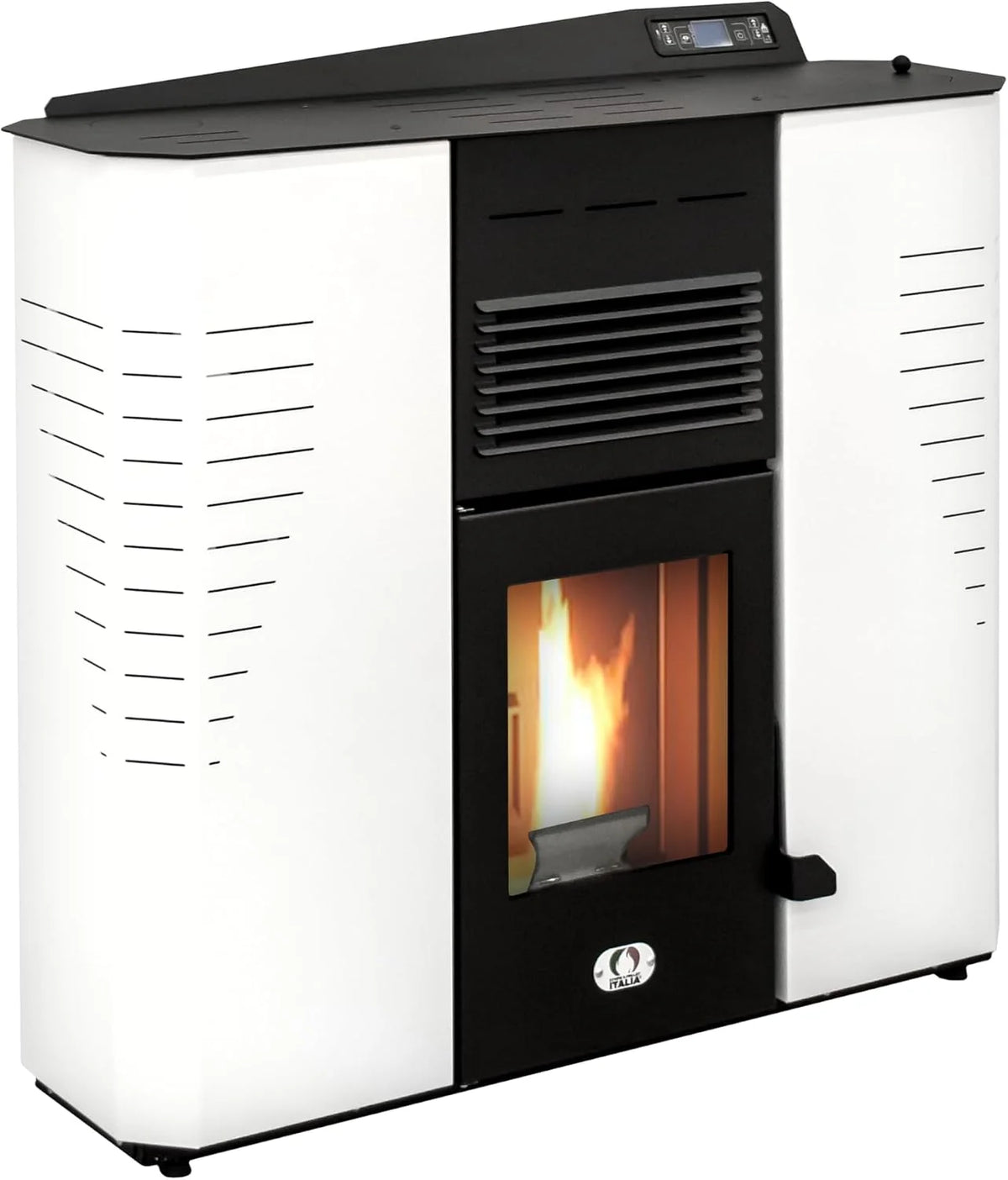 STUFE A PELLET ITALIA - Marmolada 14 kW Kanał WIFI - Wydajność 92%, Nagrzewa 130 m², 5 prędkości i mocy, autonomia 19 h, programowalny, 24 miesiące , BIAŁY
