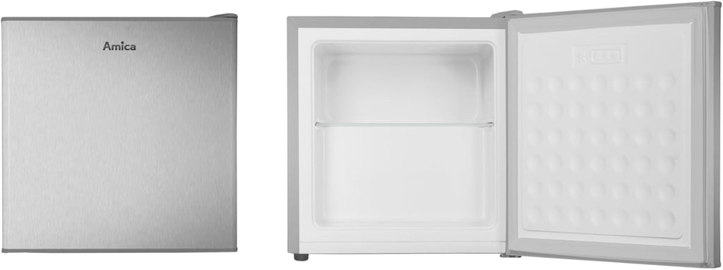 Minicongelador independiente Amica 50x48x44,5 cm 32 L, compartimento congelador de 4 estrellas con cubitera, modelo AGB 3010 E - aspecto de acero inoxidable