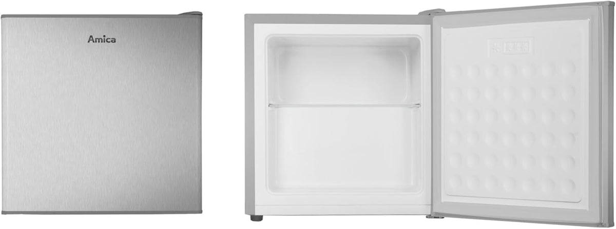 Minicongelador independiente Amica 50x48x44,5 cm 32 L, compartimento congelador de 4 estrellas con cubitera, modelo AGB 3010 E - aspecto de acero inoxidable
