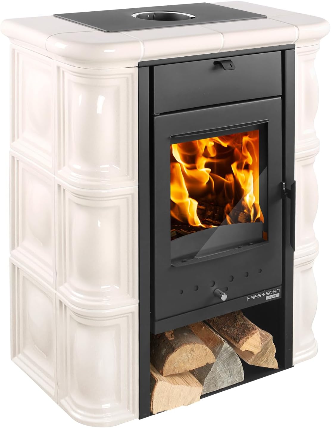 Haas+Sohn | Estufa de leña Tirol 343.15-C negro perlado/crema | 6 kW