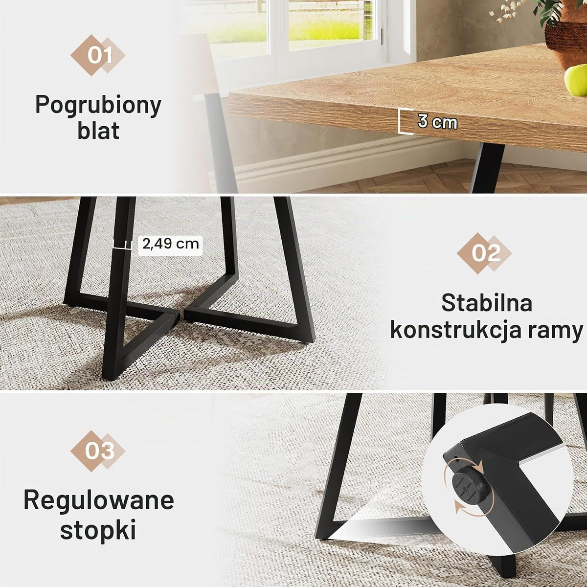 Tribesigns Stół jadalny – Mały stół do kuchni i jadalni, 80 x 80 cm, 4-osobowy, styl industrialny z metalowymi nogami (naturalny i czarny)