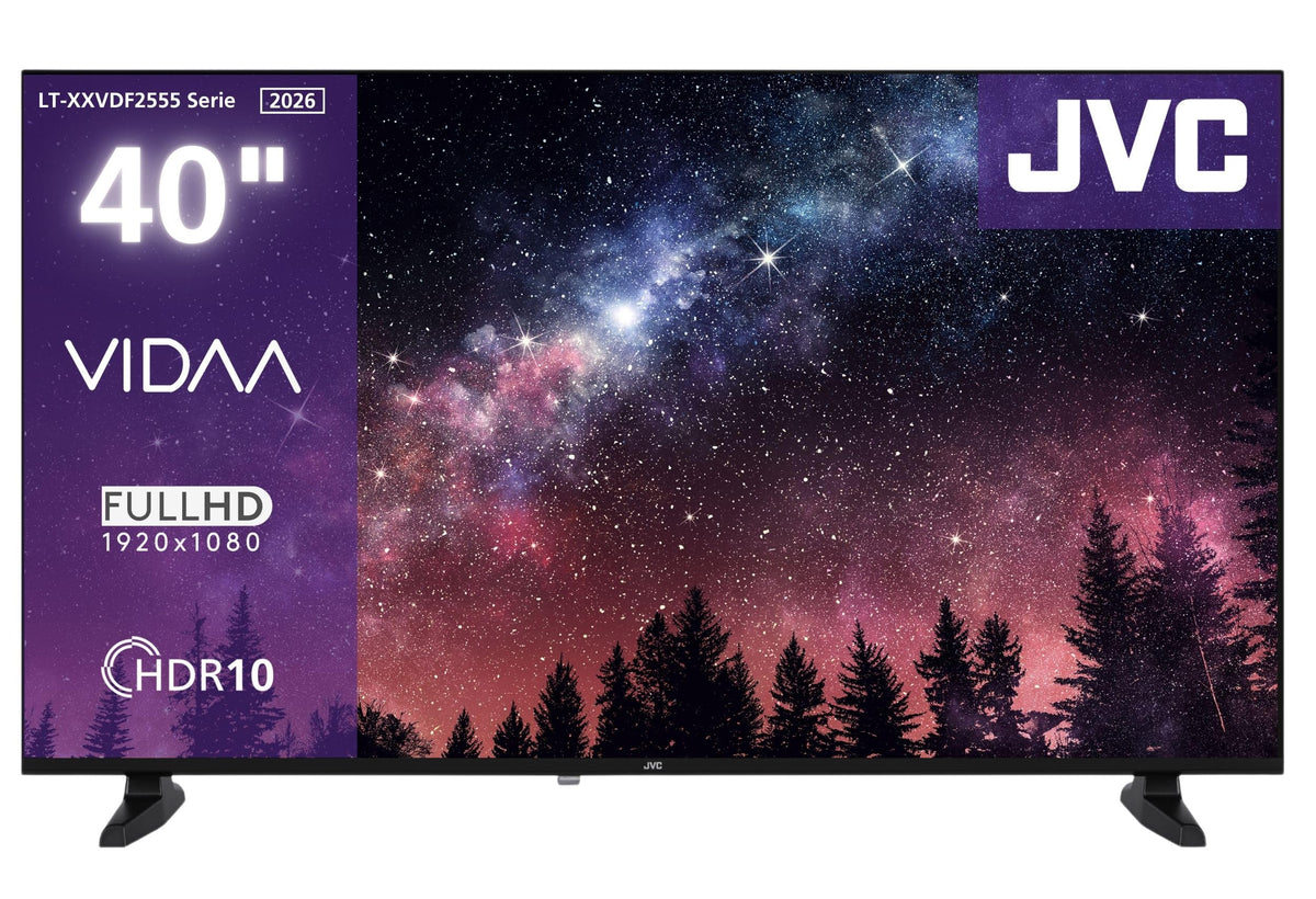 Televisor JVC de 40 pulgadas Smart TV VIDAA Full HD HDR con pantalla de 100 cm de diagonal y triple sintonizador integrado, televisor LED LT-40VDF2555 (2026)