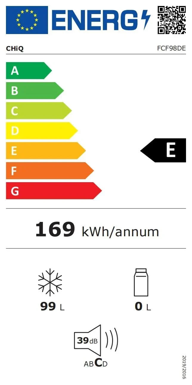 Congelador horizontal CHiQ 99 L, congelación rápida, LED, 54,5x47,6x83,5 cm, 39 dB, 4 estrellas, menos 24°C, blanco, clase energética E