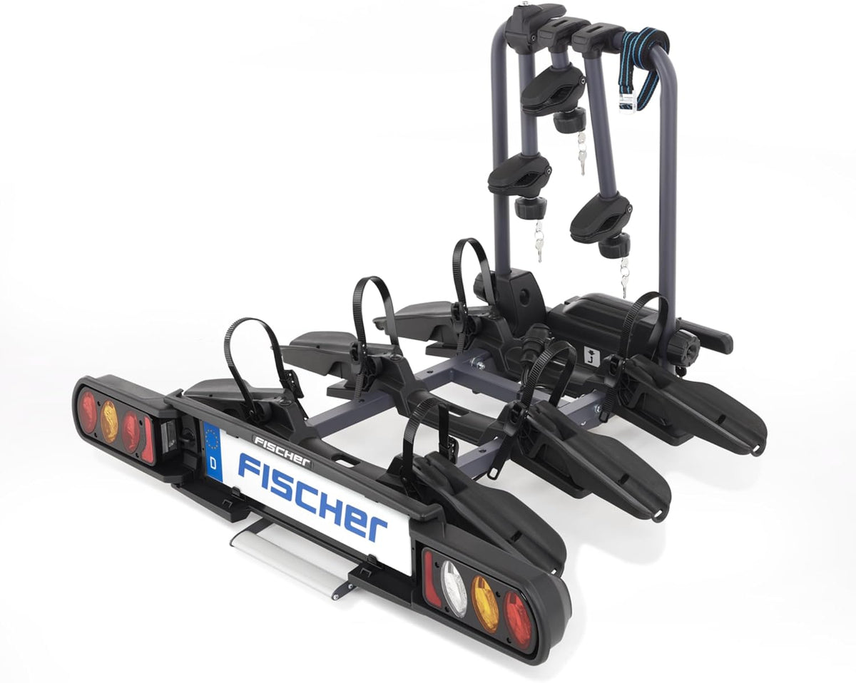 Portabicicletas de enganche FISCHER ProlineEvo 3 I Portabicicletas para bola de remolque I Portabicicletas para coche I Portabicicletas para bicicletas eléctricas