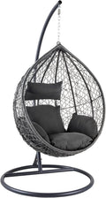 riess-ambiente Silla colgante de exterior LOFT gris antracita silla de jardín incluye cojín resistente a la intemperie