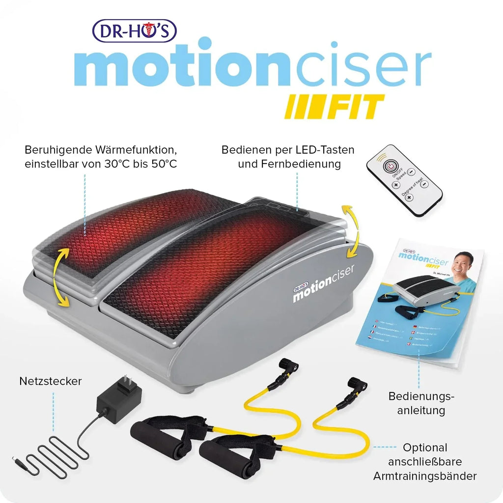 Masajeador de pies eléctrico MotionCiser con simulación de caminata, 10 niveles de vibración, calor infrarrojo y bandas de ejercicio