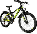 Bergsteiger Broome 24, bicicleta infantil de 26 pulgadas, cambio de 21 velocidades, cumple con StVZO, bicicleta de montaña con suspensión total, frenos de disco y luz de dinamo, adecuada para niños y niñas de 8, 9, 10, 11, 12, 13 años