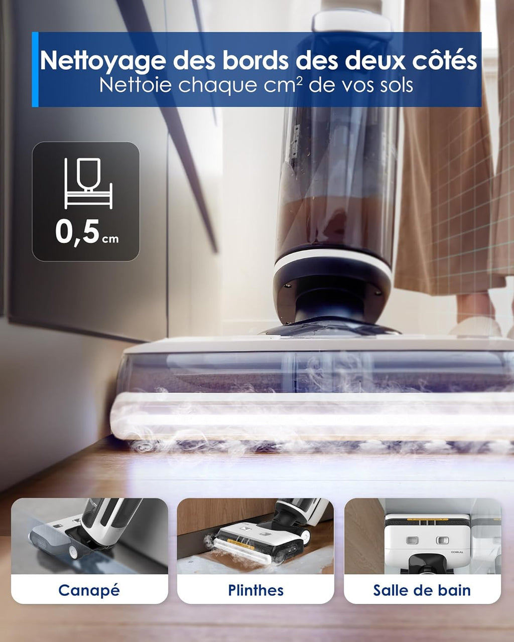 Limpiador de suelos inalámbrico a vapor Tineco Floor One S7 para suciedad pegajosa en suelos duros con pantalla, autolimpieza, limpieza de bordes y autopropulsión, perfecto para niños/mascotas
