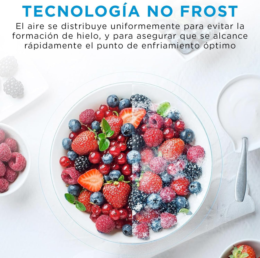Frigorífico Combi No Frost Midea | 60 cm de ancho x 188 cm de alto | Inox | Nevera de libre instalación, 224 L + 86 L de congelador - Refrigerador de bajo consumo con congelador vertical