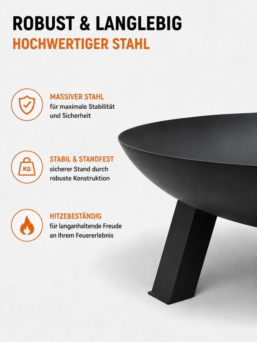 Brasero Grillfürst de acero de Ø 120 cm - brasero para jardín o terraza, sólido, duradero y resistente al calor, para hogueras o como zona de cocción, diámetro 120 cm