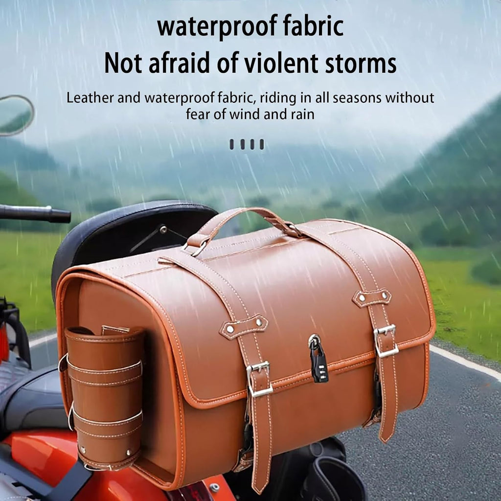 Top case de moto retro, baúl universal grueso e impermeable, maleta de viaje con cerradura de combinación de seguridad y asa de transporte, maleta de almacenamiento para casco de moto, aspecto elegante