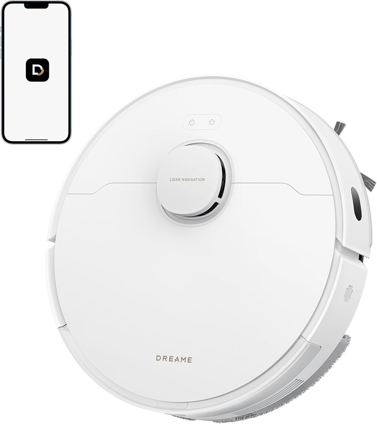 Robot Aspirador DREAME D20, 13 000 Pa, Cepillo Duo para Pelo de Mascotas, Navegación Láser, Aspirador y Fregasuelos 2 en 1, Suelos Duros y Alfombras/Moquetas, Batería de 5 200 mAh, Aplicación y Control por Voz