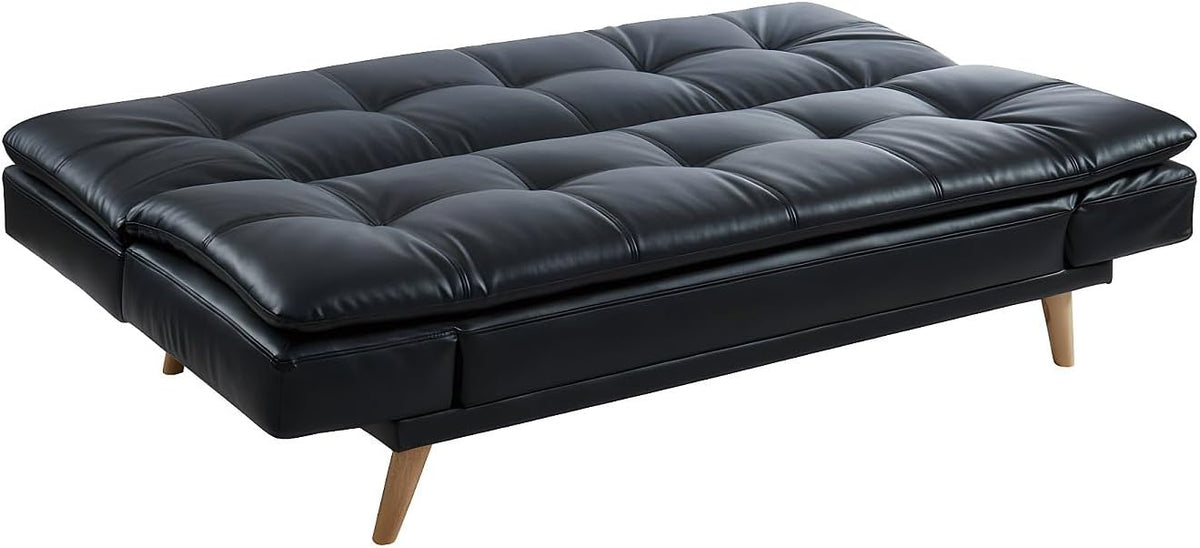 Sofá cama extensible de 3 plazas Zarina de Vente-unique, piel sintética, negro