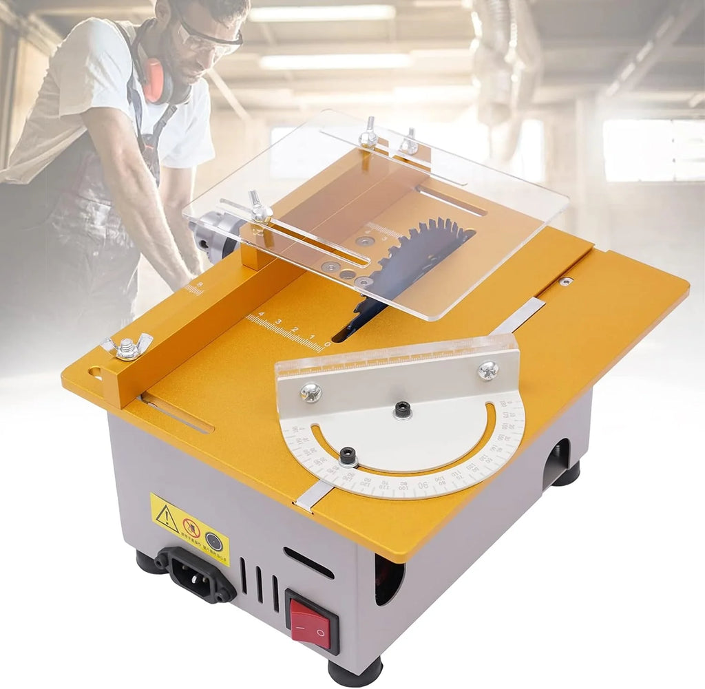 Mini stołowa pilarka tarczowa 300 W, wielofunkcyjna pilarka stołowa, przenośna, precyzyjna piła stołowa z 4 brzeszczotami, regulowana wysokość brzeszczotu, 9000 obr./min, do cięcia, szlifowania,