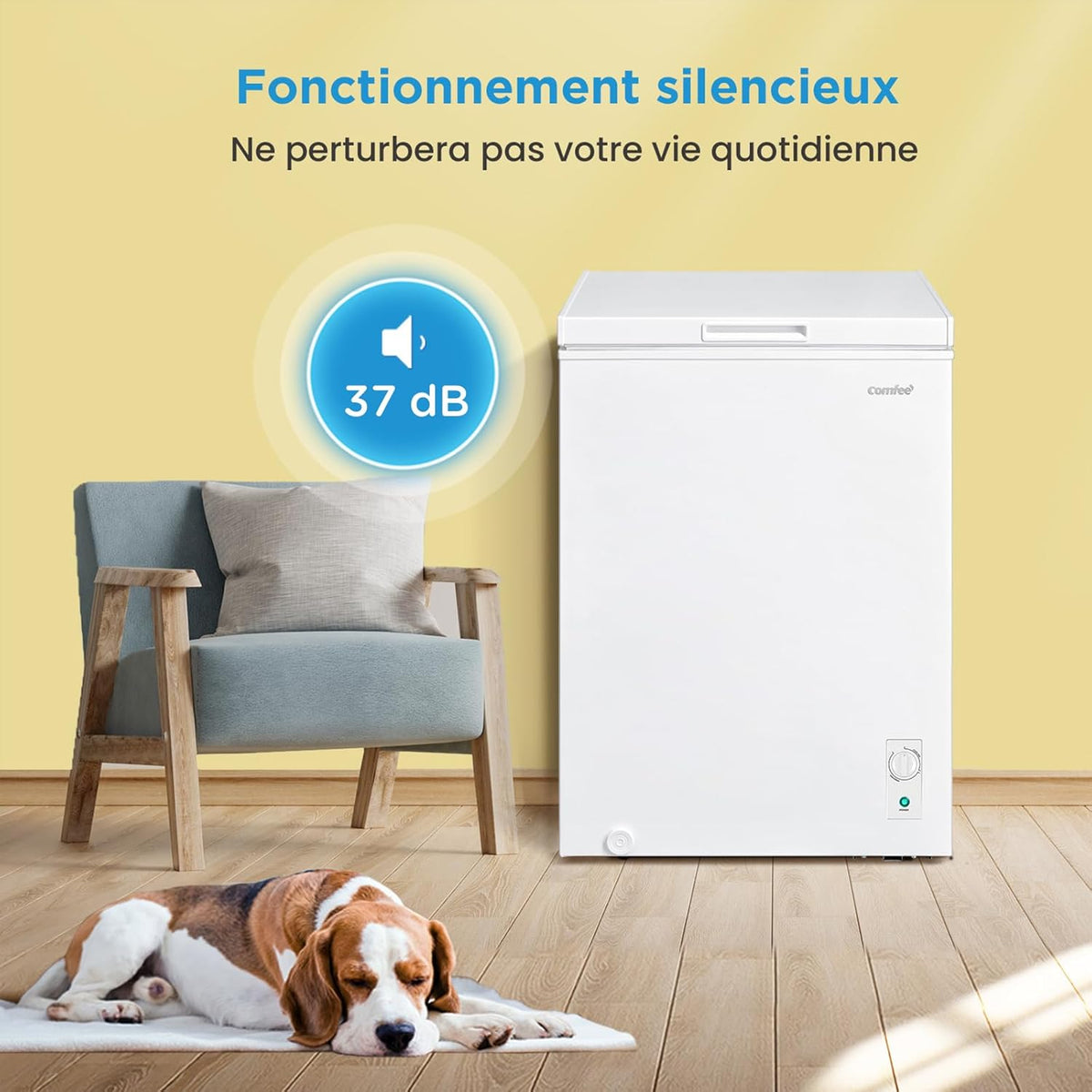 COMFEE' RCC146WH2EU(E) Congelador arcón independiente 143L convertible en congelador/refrigerador, compresor inverter, 4 estrellas, apto para dependencias, garajes y cobertizos, blanco [Clase energética E]