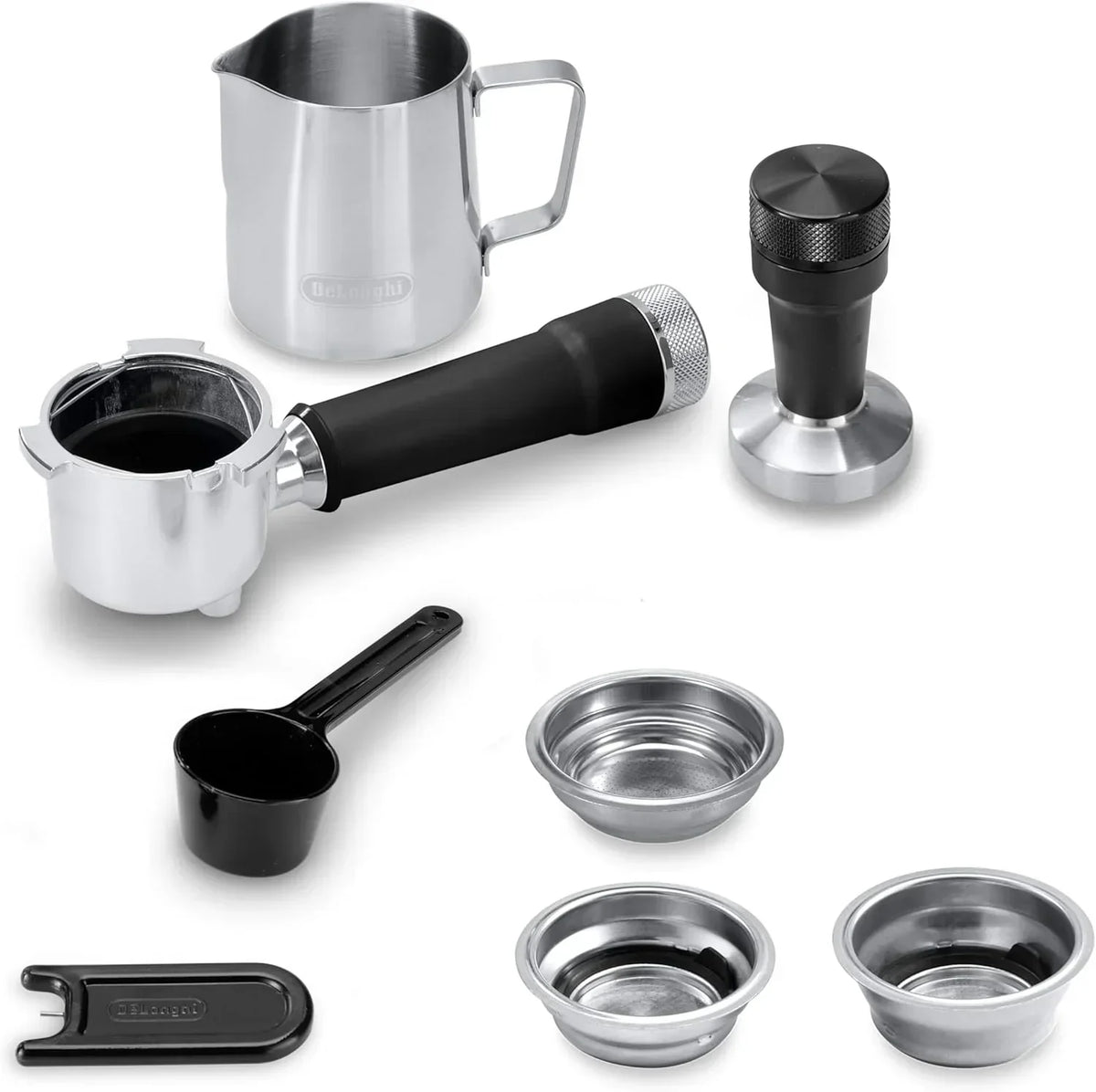 De'Longhi Dedica – Cafetera de bomba de acero inoxidable para café molido o monodosis, espresso y capuchino, depósito de 1,3 litros, sistema antigoteo, modelo EC685.M, color metal