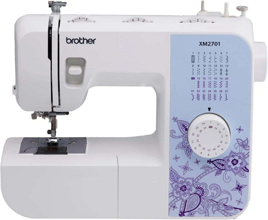 Máquina de coser eléctrica XM2701S, 27 puntadas, brazo libre, enhebrador automático, con cable
