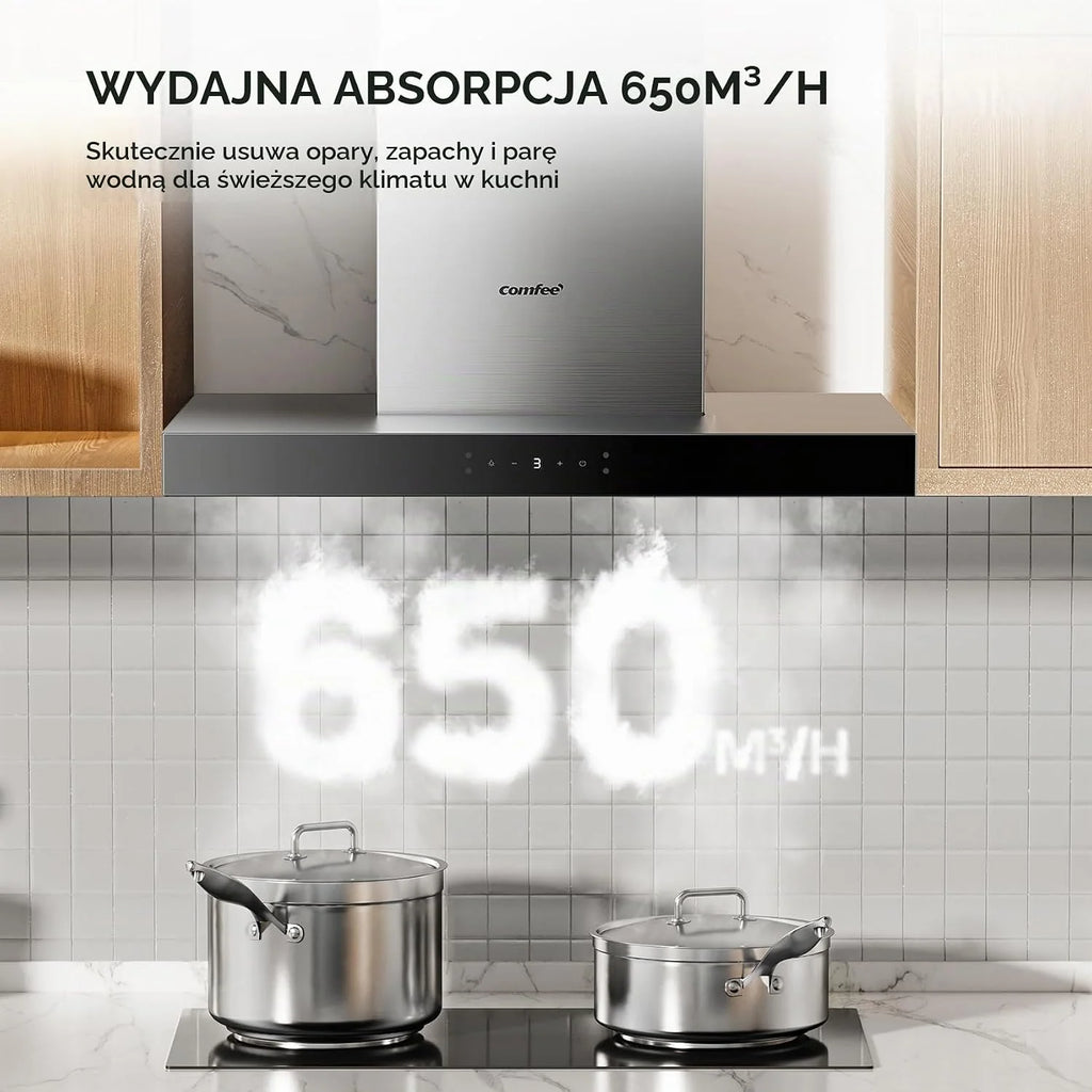 COMFEE ' okap kuchenny 60 cm obieg i wylot A+++ 650 m³/h CHW 7.6M77A3