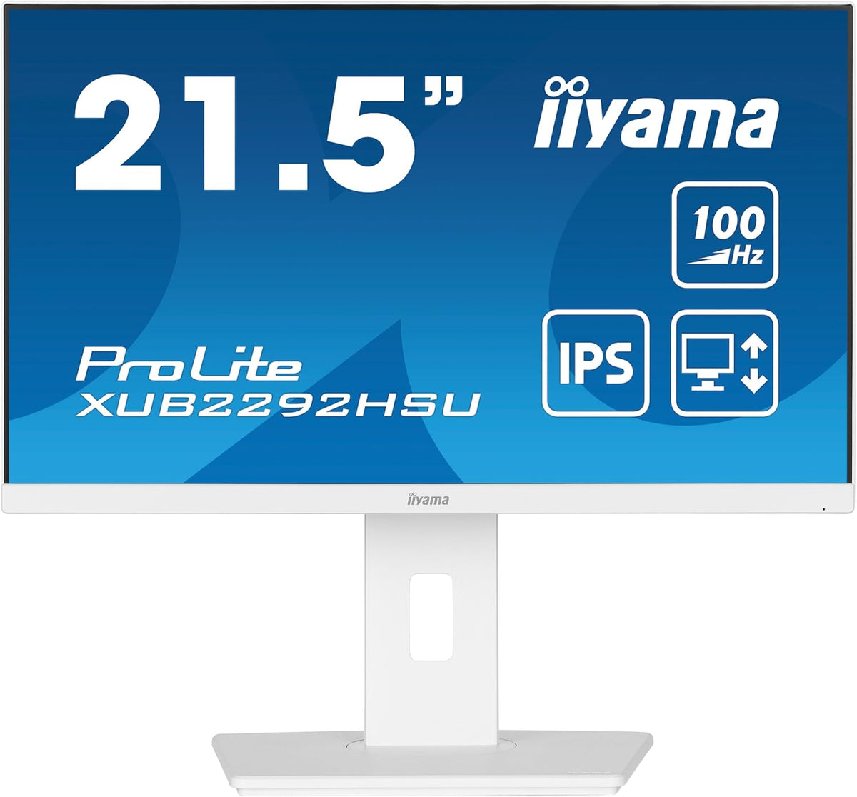 Monitor iiyama XUB2292HSU-W6 Prolite 21,5", Panel IPS, 1920x1080 a 100Hz, 0,4ms, 250 cd/m², 1000:1, Altavoces, HDMI, DP, HUB USB (4x3.2), VESA, Soporte ajustable en altura, i-Style Colour, TCO