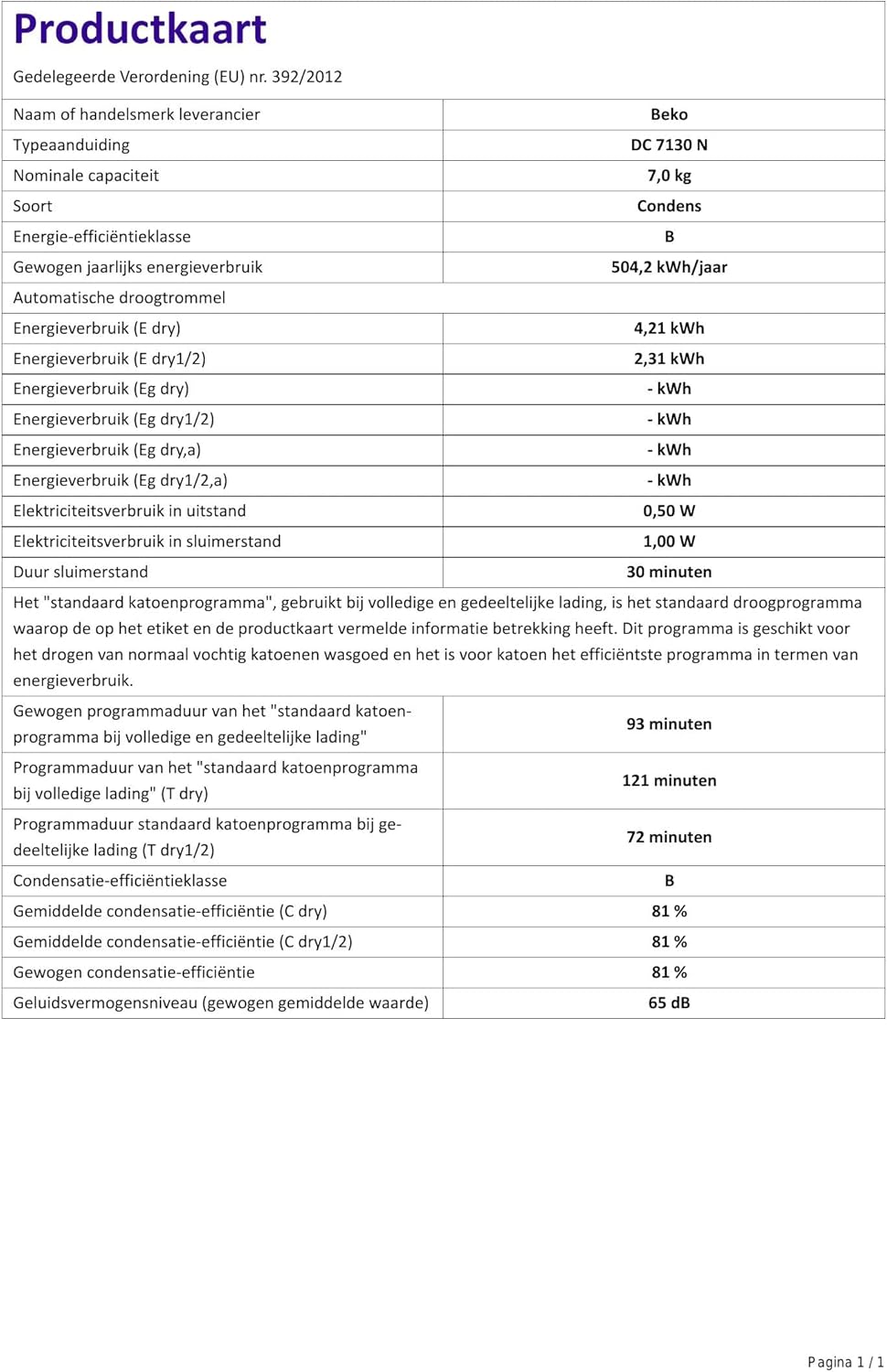 Secadora de condensación Beko DC 7130 N b100, 7 kg, medición electrónica de humedad, protección antiarrugas automática, tambor delicado AquaWave, 15 programas, programa exprés