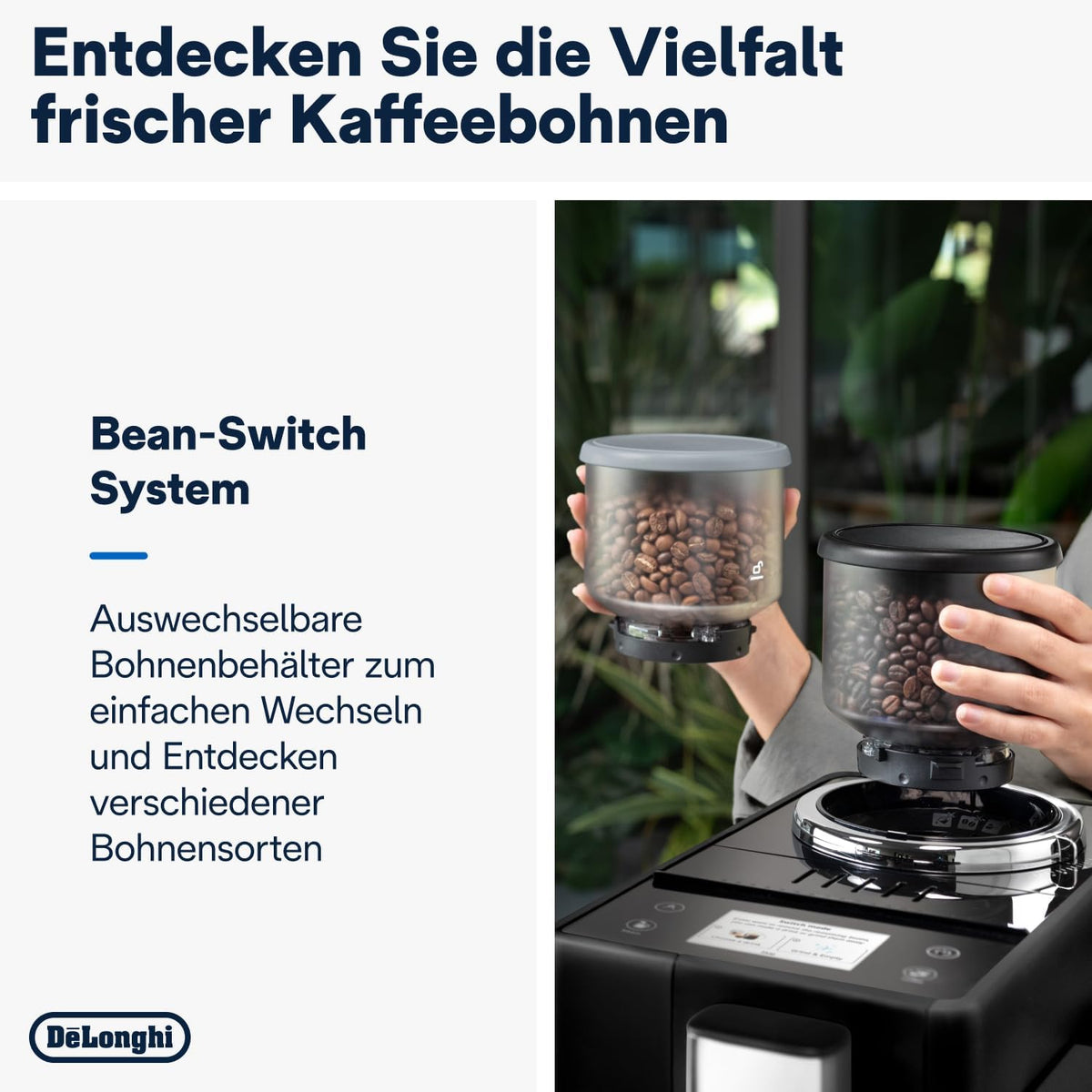 De'Longhi Rivelia EXAM440.35.B, Cafetera superautomática, granos recién molidos, contenedor de granos intercambiable, espumador de leche clásico, 8 recetas, pantalla táctil a color, negro