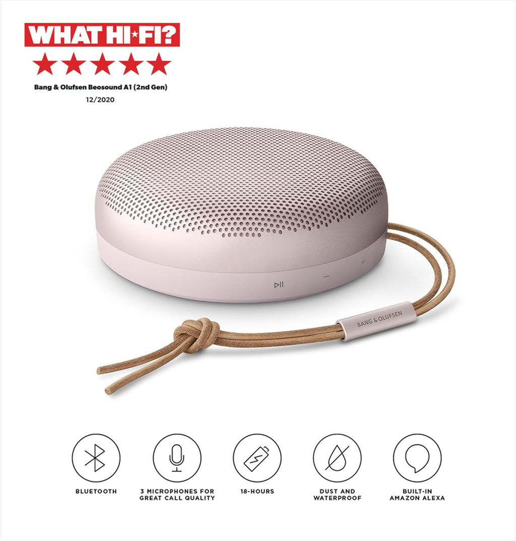 Bang & Olufsen Beosound A1 (2.ª gen.) – Altavoz Bluetooth portátil inalámbrico, resistente al agua IP67, sonido 360 grados, asistente de voz Alexa y manos libres, 18 horas de batería - Black Anthracite