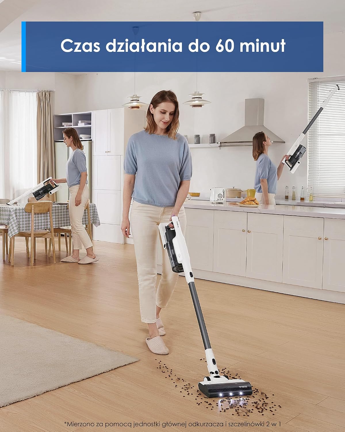 Tineco A30S draadloze steelstofzuiger, 160 W zuigkracht, 60 minuten looptijd, 1 liter grotere vuilnisbak, ZeroTangle-borstel, Tineco PureCyclone Tech, LED-koplamp
