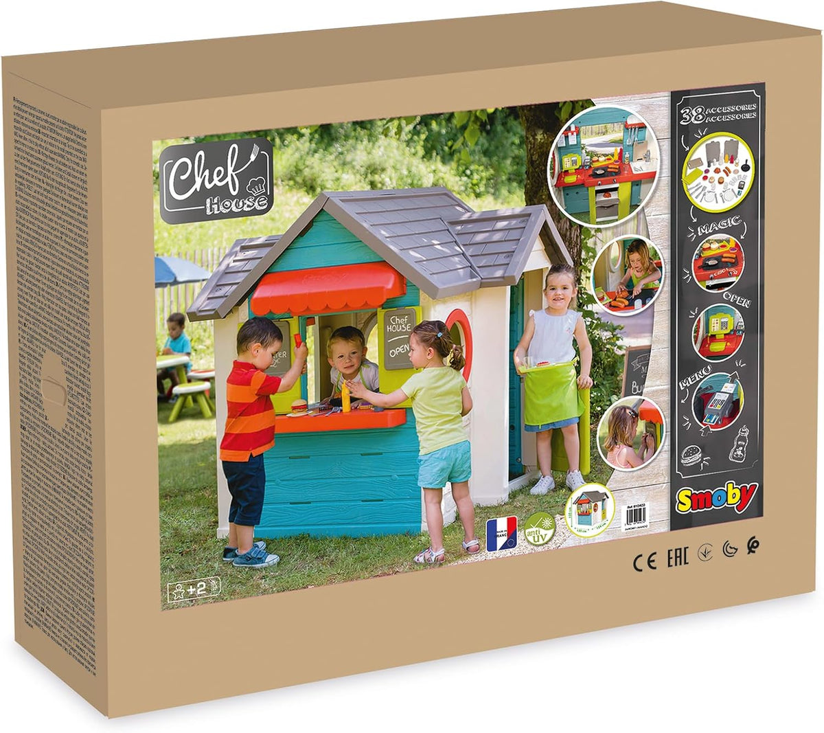Smoby Life Garden House - Casa de Jardín Infantil - Incluye Jardinera, Comedero para Pájaros, Herramientas y Accesorios - Protección UV - Material Reciclado - más de 2 años (7600810408)