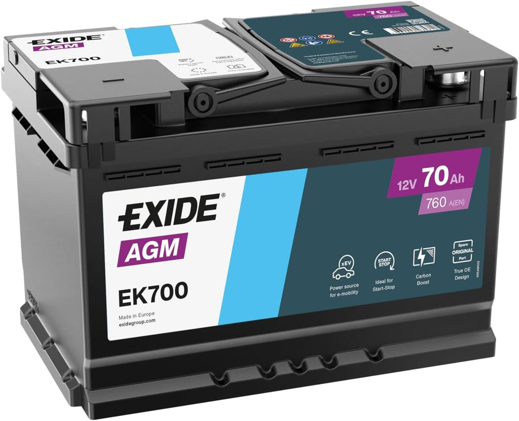 Batería de arranque Exide EK700 AGM Start-Stop 12V 70Ah 760A