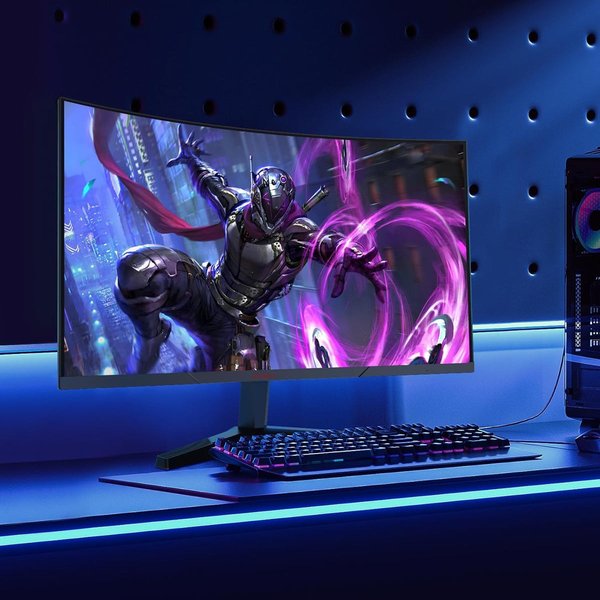 KOORUI Monitor Gaming de 27'' 180Hz Curvo 1500R, Monitor PC con panel VA, Resolución FHD (1080P), DCI-P3 90%, Inclinación ajustable, Compatible con HDMI2.0/DP1.2