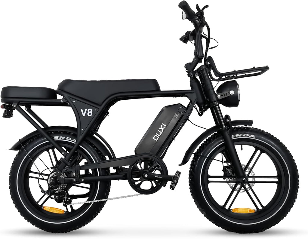 Bicicleta eléctrica OUXI de 250W, Fatbike de 20" x 4.0, frenos de disco hidráulicos, desbloqueo NFC, 60Nm de par, portaequipajes delantero y trasero