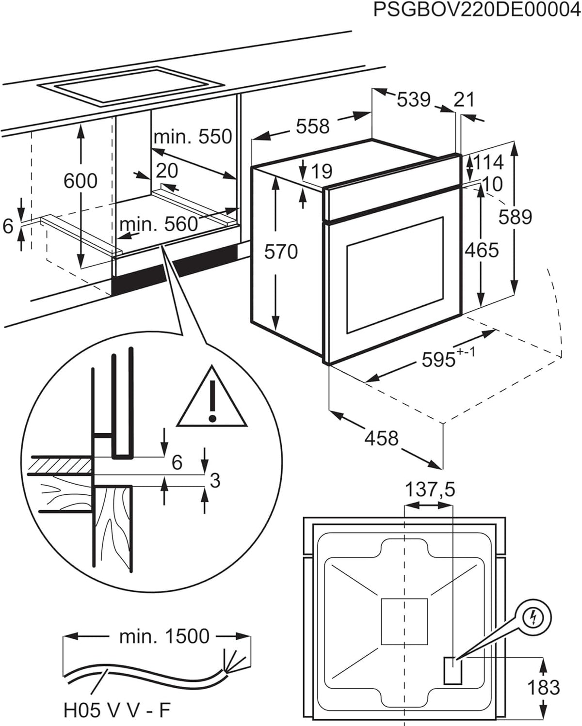 Horno empotrable AEG – Serie 5 Aire caliente circular: resultados de cocción uniformes en 3 niveles – Autolimpieza por pirólisis – 25 programas automáticos – Pantalla táctil LED – Calentamiento rápido – Negro – BPE53516AB