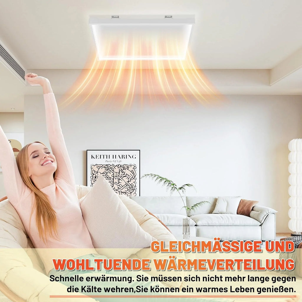 Daromigo Ogrzewanie na podczerwień, montaż sufitowy z termostatem, 360 W, ogrzewanie sufitowe na podczerwień, ochrona przed przegrzaniem, energooszczędna, płyta grzewcza, panel grzejny, z pilotem