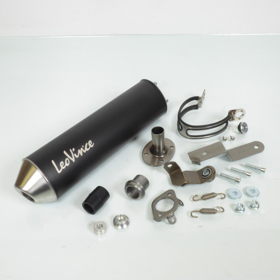 Silenciador de escape Leovince compatible con Moto Derbi 50 Senda R Drd posterior a 2003 3408BN /HM V6 negro paso bajo