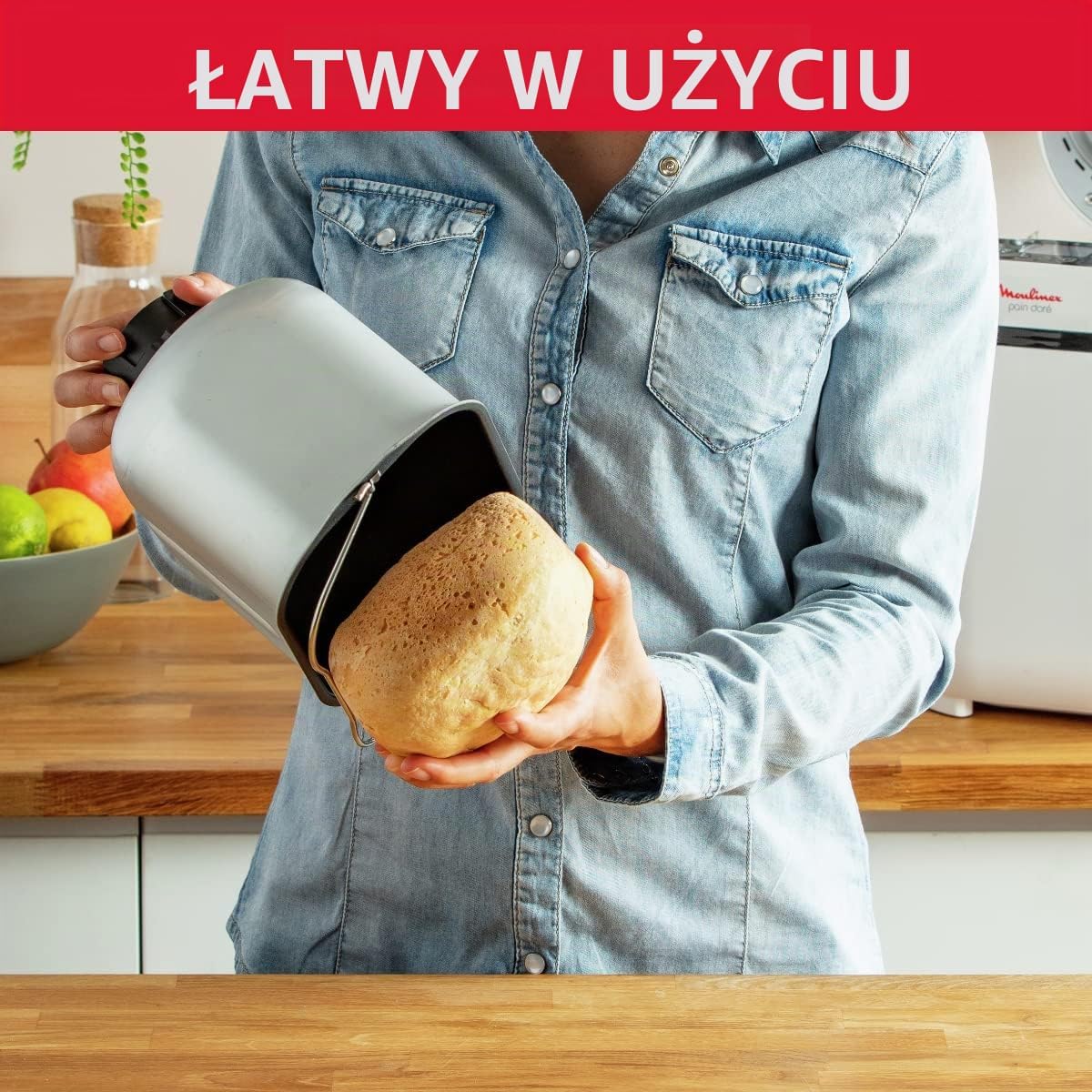 Moulinex Maszynka do pieczenia chleba z programami, tworzywo sztuczne, 31 x 29 x 29 cm jeden rozmiar biały