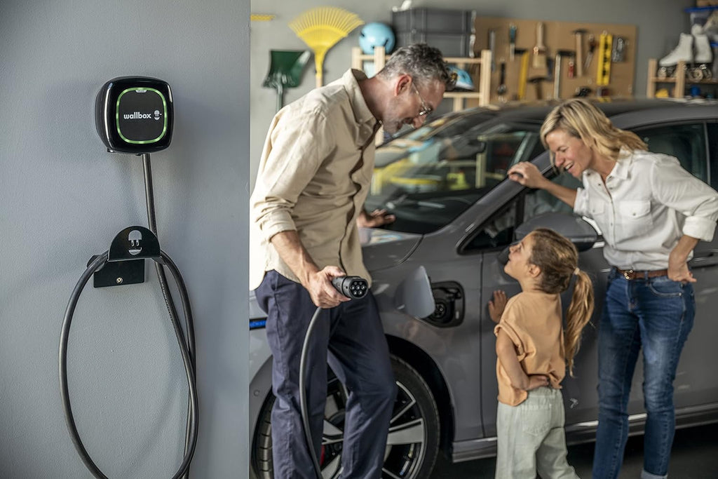 Cargador Wallbox Pulsar Plus para vehículos eléctricos - Potencia ajustable hasta 22 kW, cable de carga Tipo 2, Wi-Fi y Bluetooth, OCPP