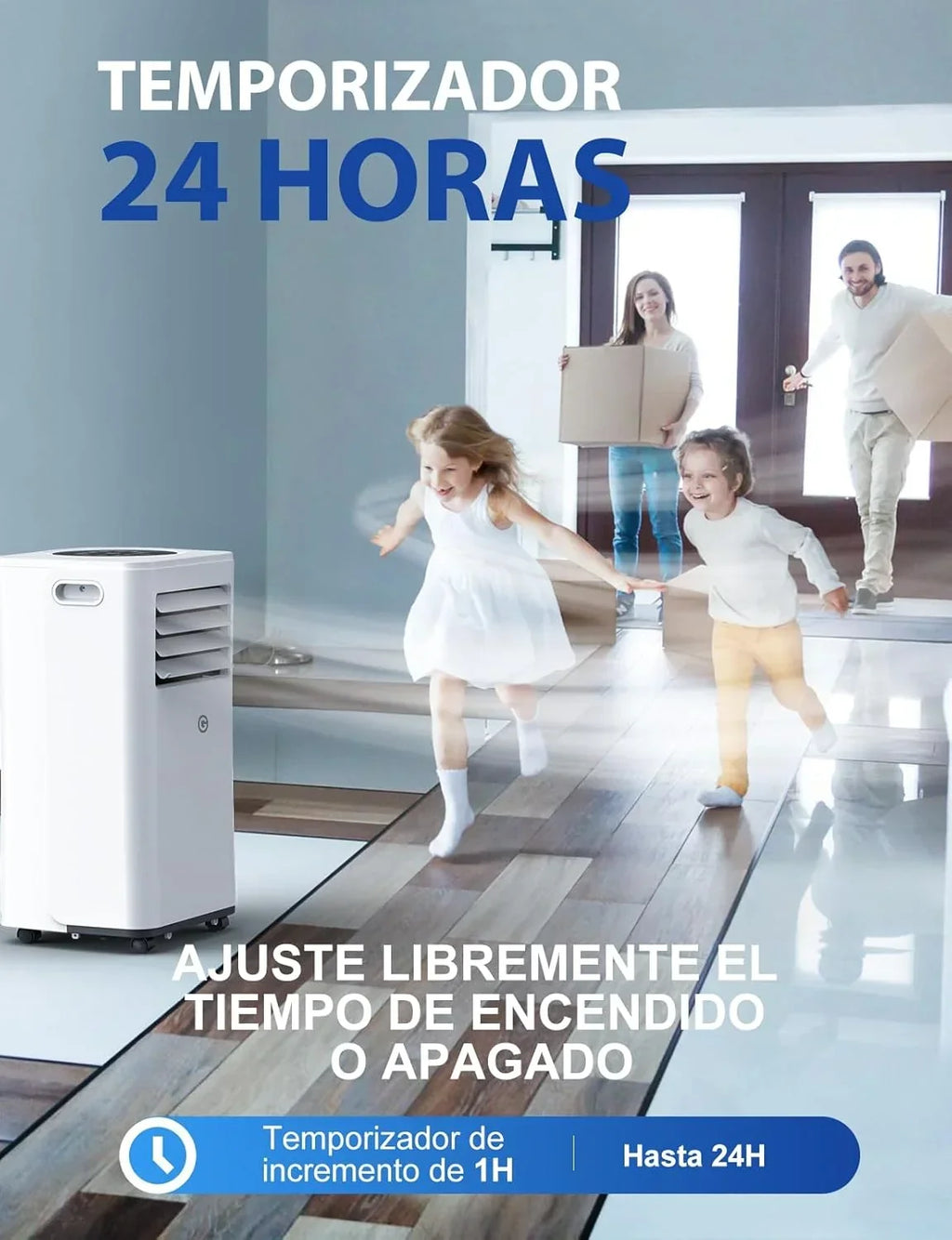 Aire Acondicionado Portátil 9000 BTU, 4 en 1