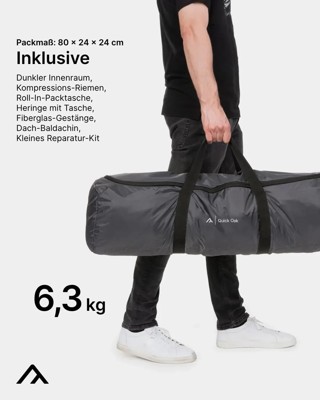 Tienda de campaña con sistema de montaje rápido Quick Oak 3 Dark Series para 3 personas, columna de agua de 4.000 mm y cabina de dormir oscurecida