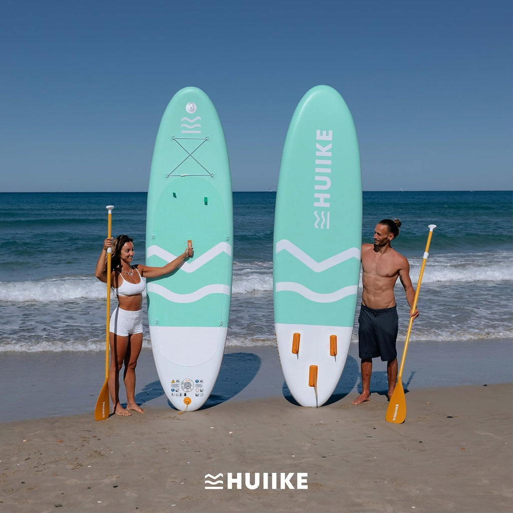 Tabla de paddle surf inflable HUIIKE para adultos con accesorios incluidos, remo, aletas, bomba. Tabla de paddle surf de gran estabilidad y resistencia. 10’ x 33" x 5.9", carga máxima 286 lb