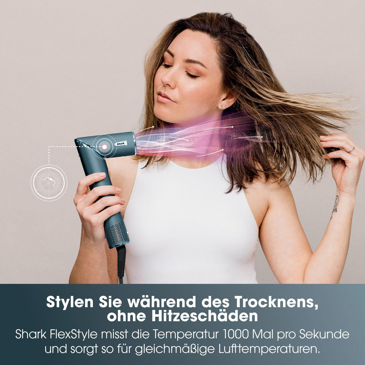 Shark FlexStyle 5 en 1, moldeador de aire y secador de pelo, accesorio rizador Auto-Wrap, cepillo plano, cepillo ovalado, concentrador, difusor, estuche de almacenamiento, sin daños por calor, negro/oro rosa, HD440EU