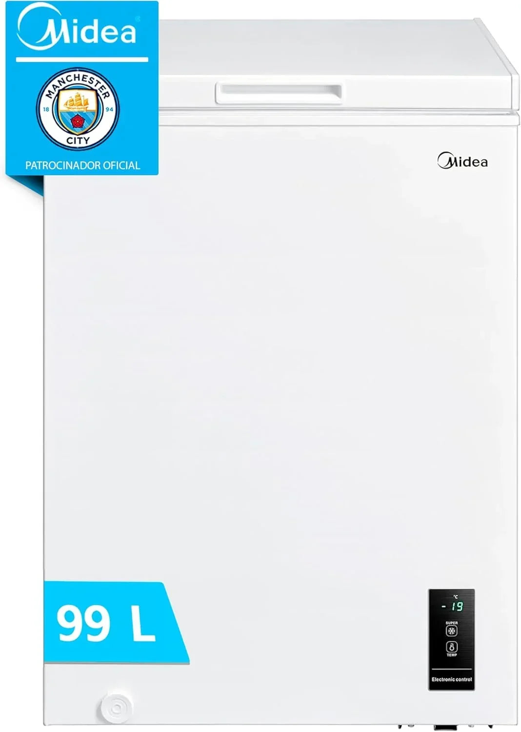 Arcón Congelador Horizontal Pequeño MIDEA de 99L, Motor Inverter, Control Electrónico de Temperatura, Tecnología D-TYPE Tube, Cestas con Asa, Easy Move, Silencioso 39dBA, Bajo Consumo, Blanco