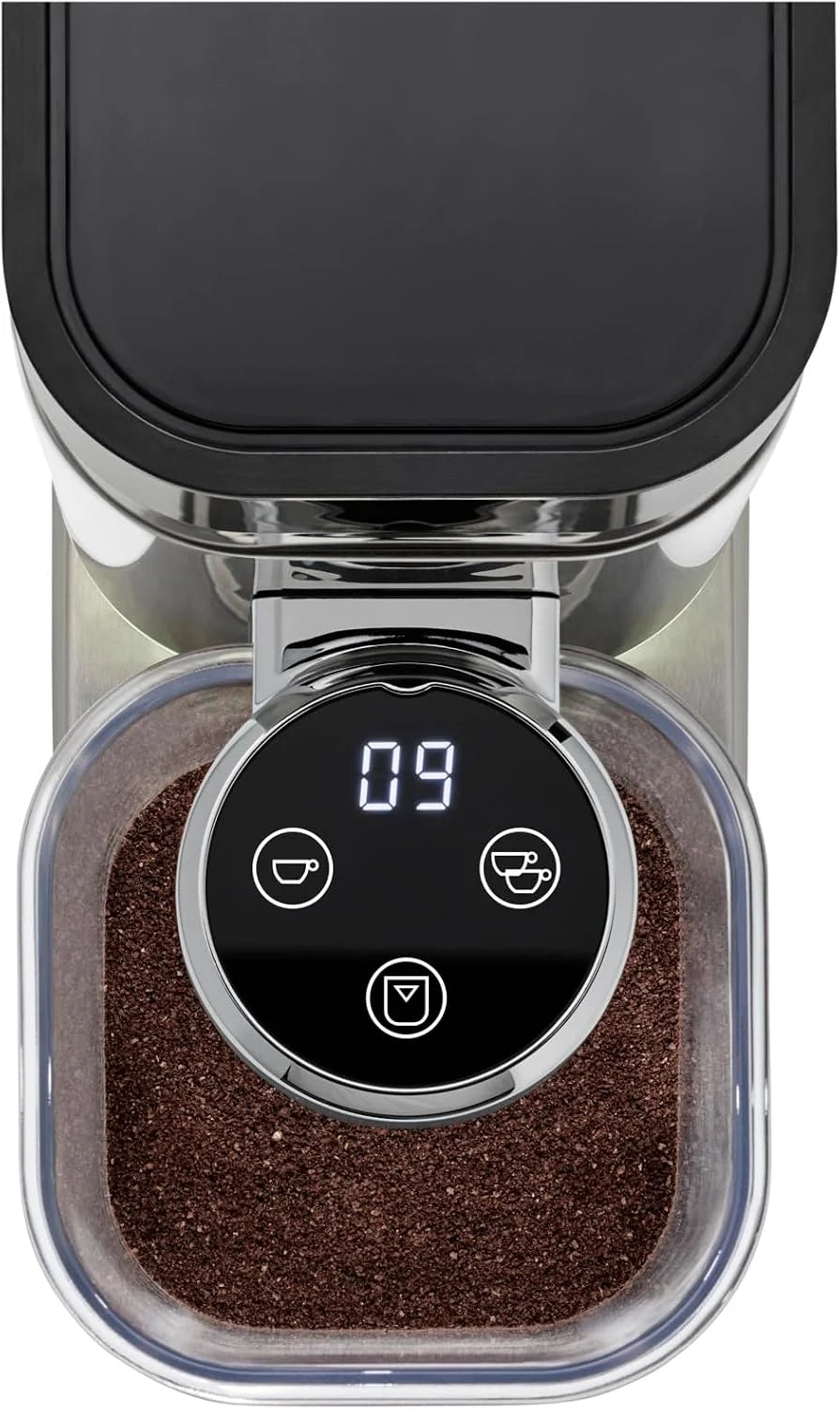WMF Lumero elektryczny młynek do espresso 150 W, przyciski dotykowe LED, 40 stopni mielenia, pojemnik na kawę, stal nierdzewna Cromargan matowa