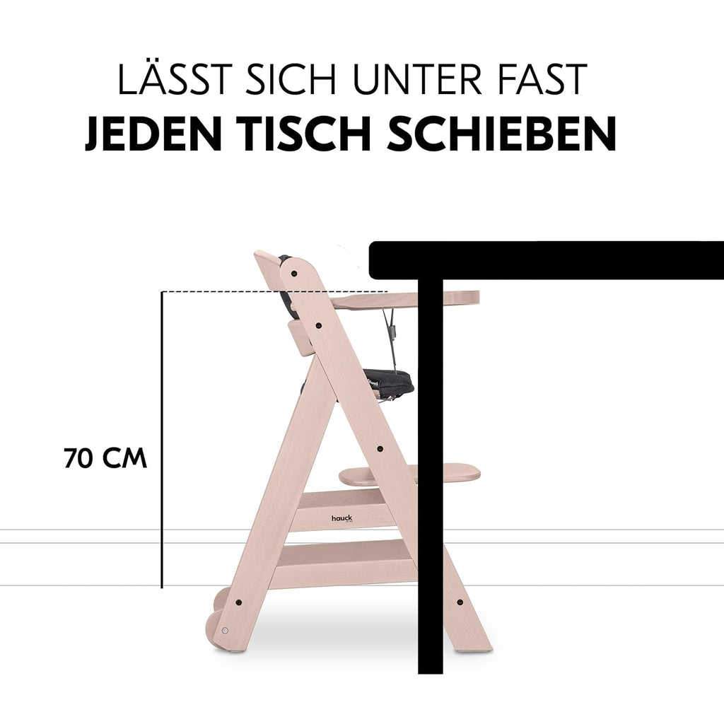 Hauck Trona Beta+ Newborn Set Eco Bouncer - Trona de madera evolutiva para bebés desde el nacimiento, incluye accesorio para recién nacidos, cojín de asiento y bandeja - Gris oscuro