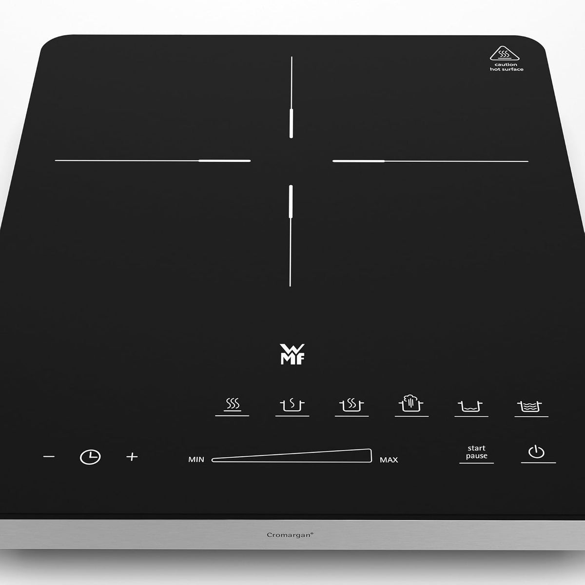 Placa de inducción doble WMF Kult X, 2 fuegos, placa de cocción hasta 28 cm, 2 zonas de cocción, 8 niveles, detección de ollas, pantalla táctil, vitrocerámica, función de temporizador, 3500 W