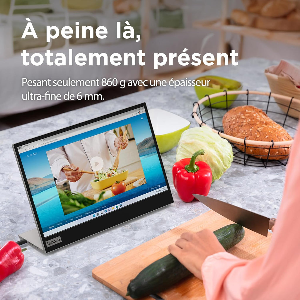 Monitor portátil Lenovo L15 (A21156FX0), pantalla de 15,6" (Full HD, IPS, 60 Hz, 6 ms, 2 entradas USB-C, cable a USB-C, inclinación ajustable) - Gris