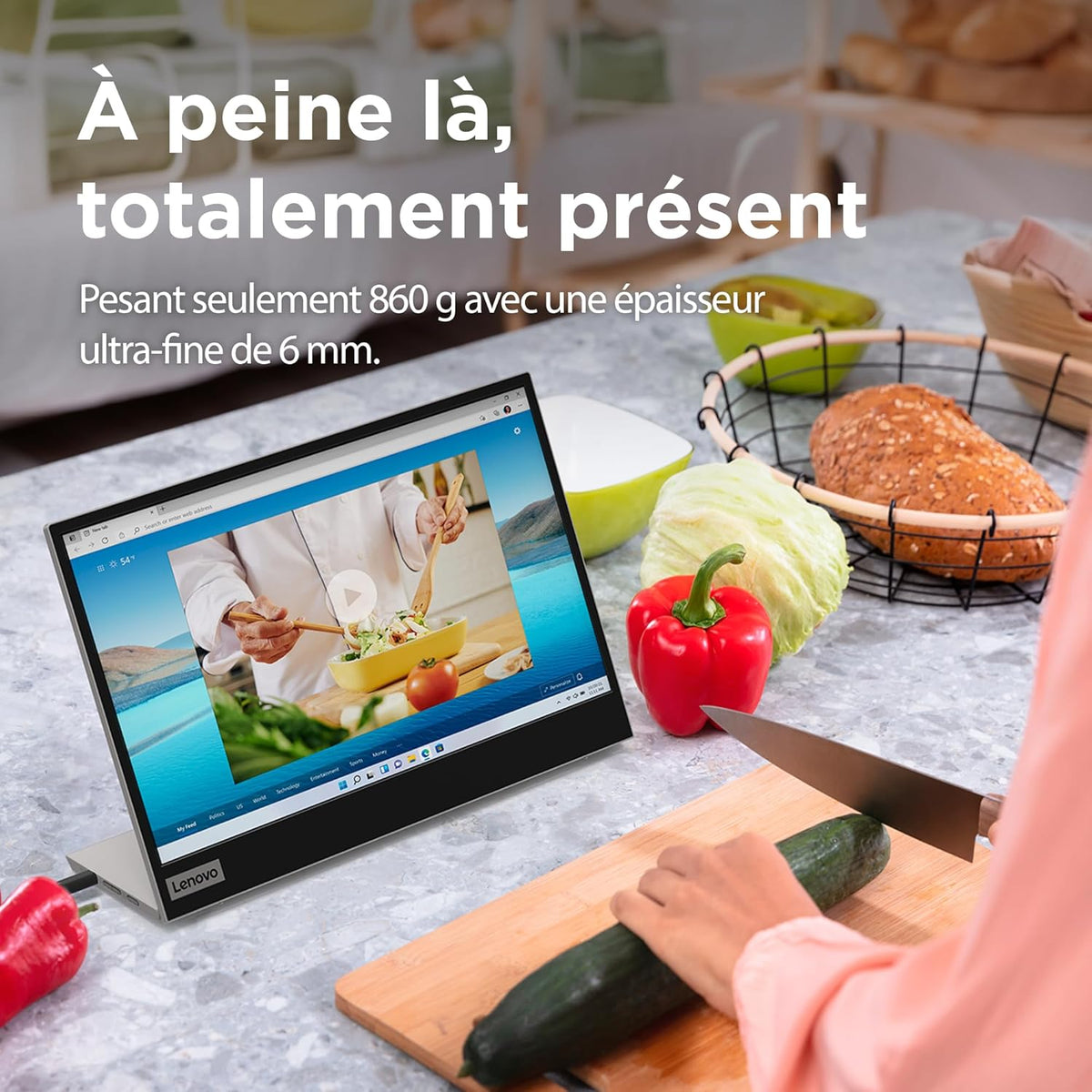 Monitor portátil Lenovo L15 (A21156FX0), pantalla de 15,6" (Full HD, IPS, 60 Hz, 6 ms, 2 entradas USB-C, cable a USB-C, inclinación ajustable) - Gris
